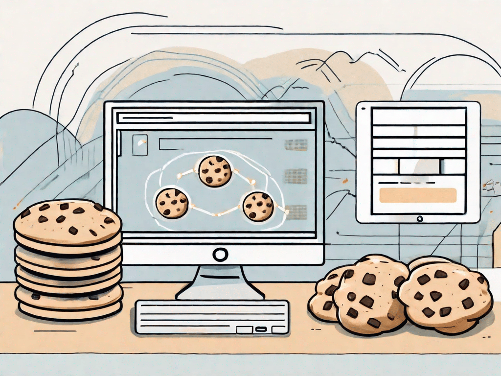 A computer browser window with cookies symbolized as actual cookies