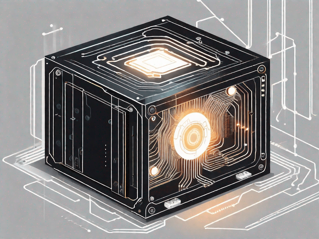 A black box with light rays penetrating it