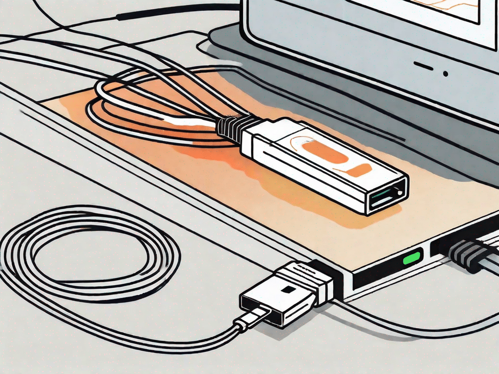 A usb cable being plugged into a computer port