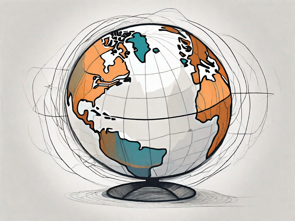 A globe with various domain suffixes like .com