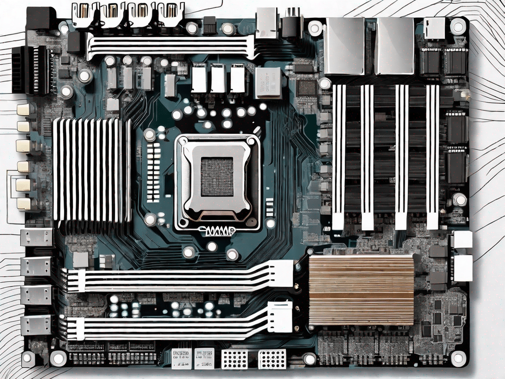 A computer motherboard with a highlighted frontside bus