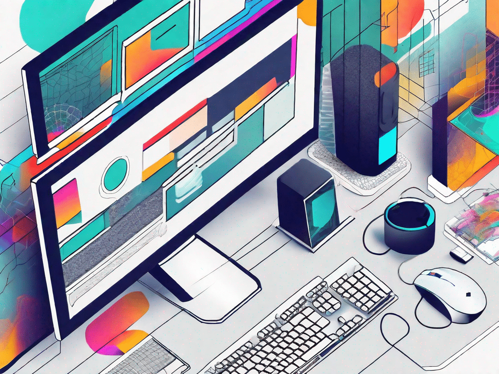 A desktop computer with a vibrant