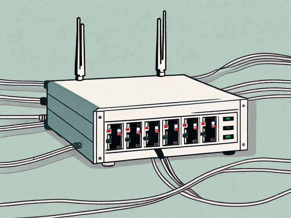 A network switch with several regular ports