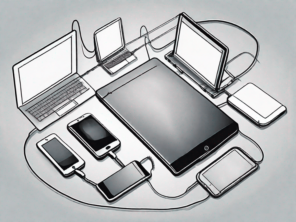 Various tech devices like a smartphone