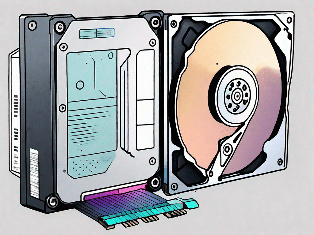 A hard drive being split into different sections