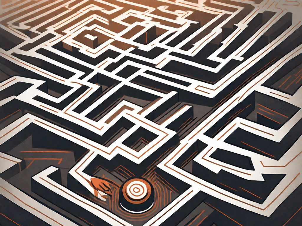 A computer mouse cursor moving through a maze
