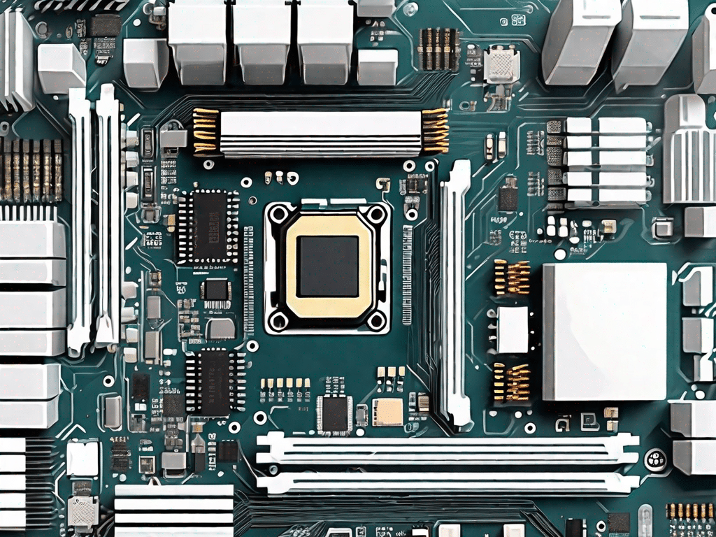 A computer motherboard with a highlighted bios chip