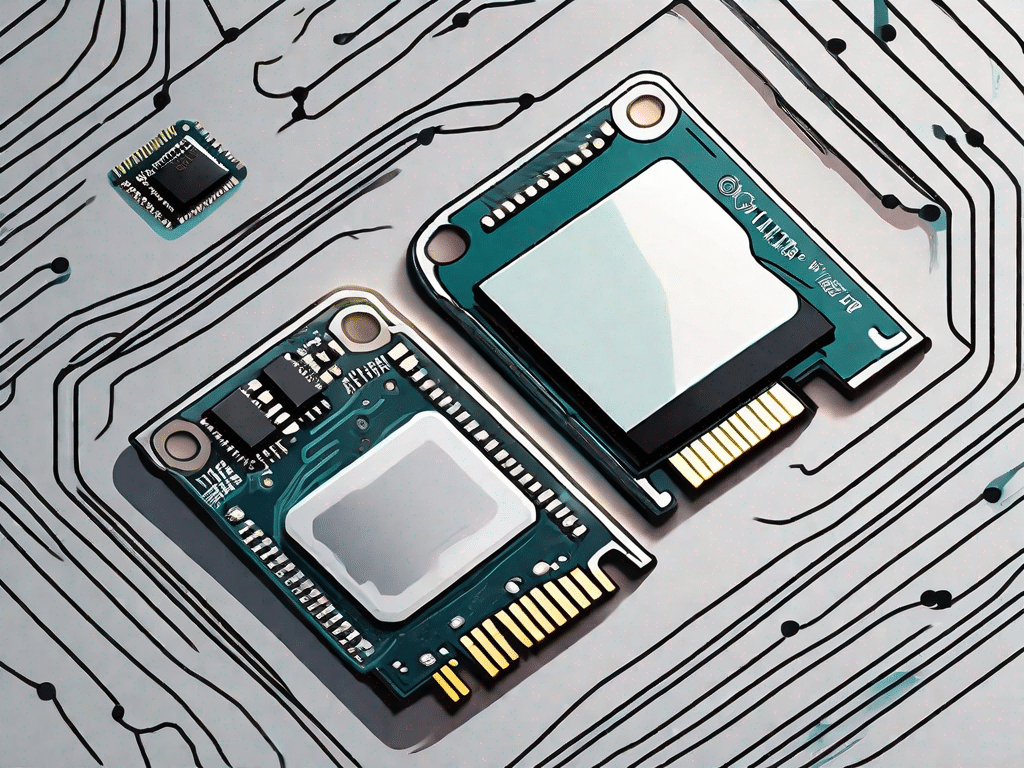 Ett SD-kort med synliga interna komponenter