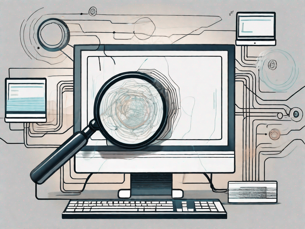 A computer system with magnifying glass focusing on dll files