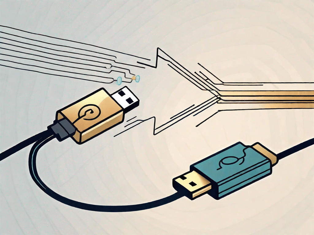 An hdmi cable connecting two devices