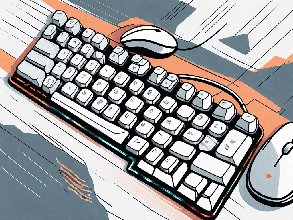 A computer keyboard and mouse with visual effects showing rapid movements