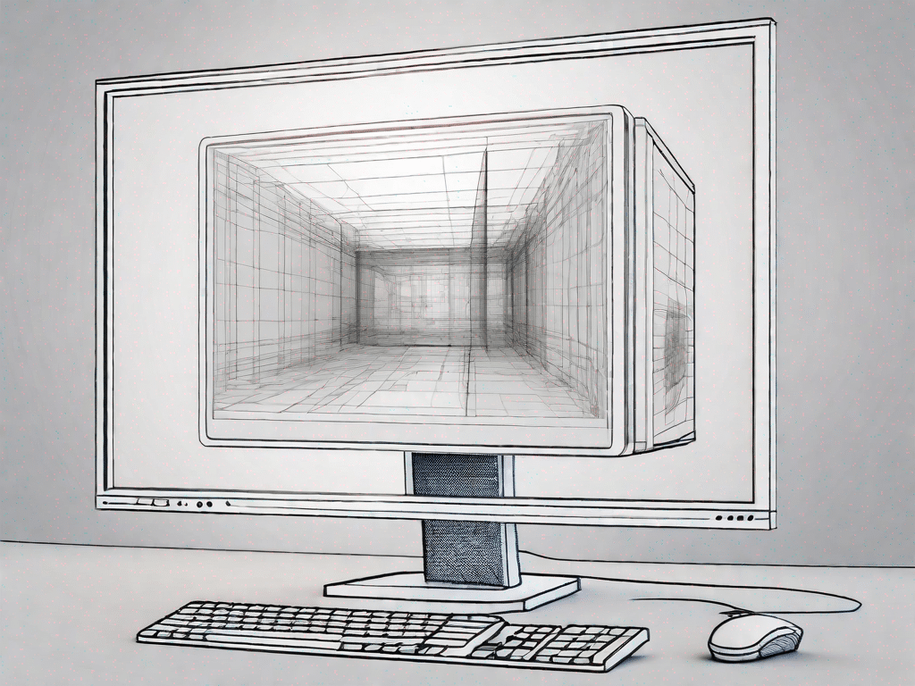 A computer monitor displaying a complex 3d model