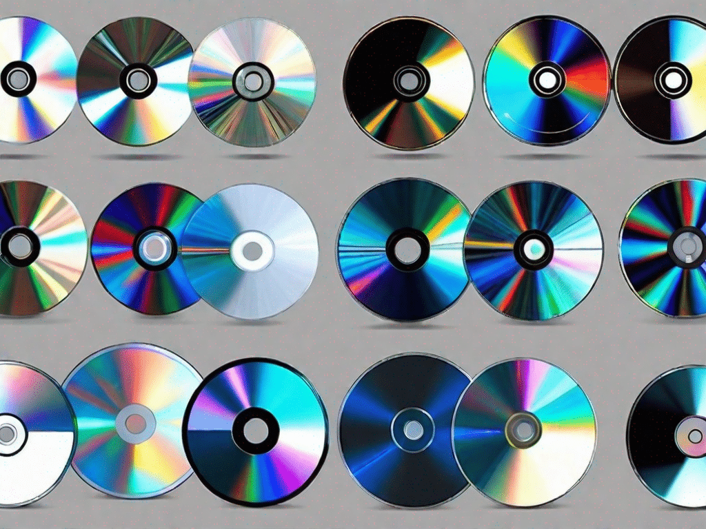 Various types of optical discs like cds