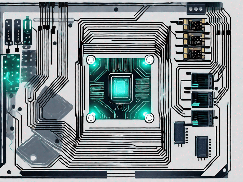 A computer motherboard with various components like cpu