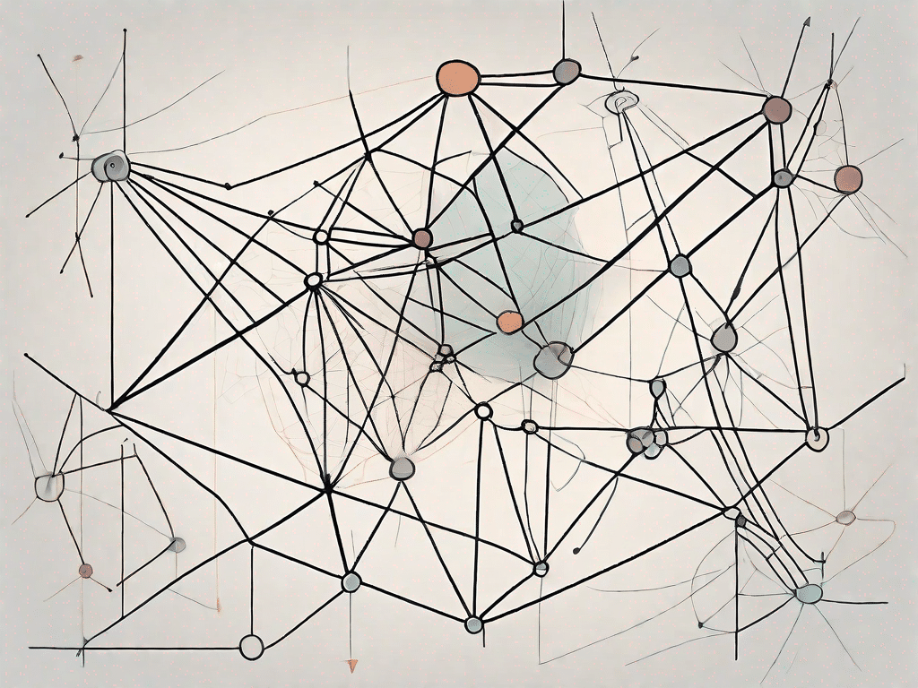 A complex web of interconnected shapes and lines
