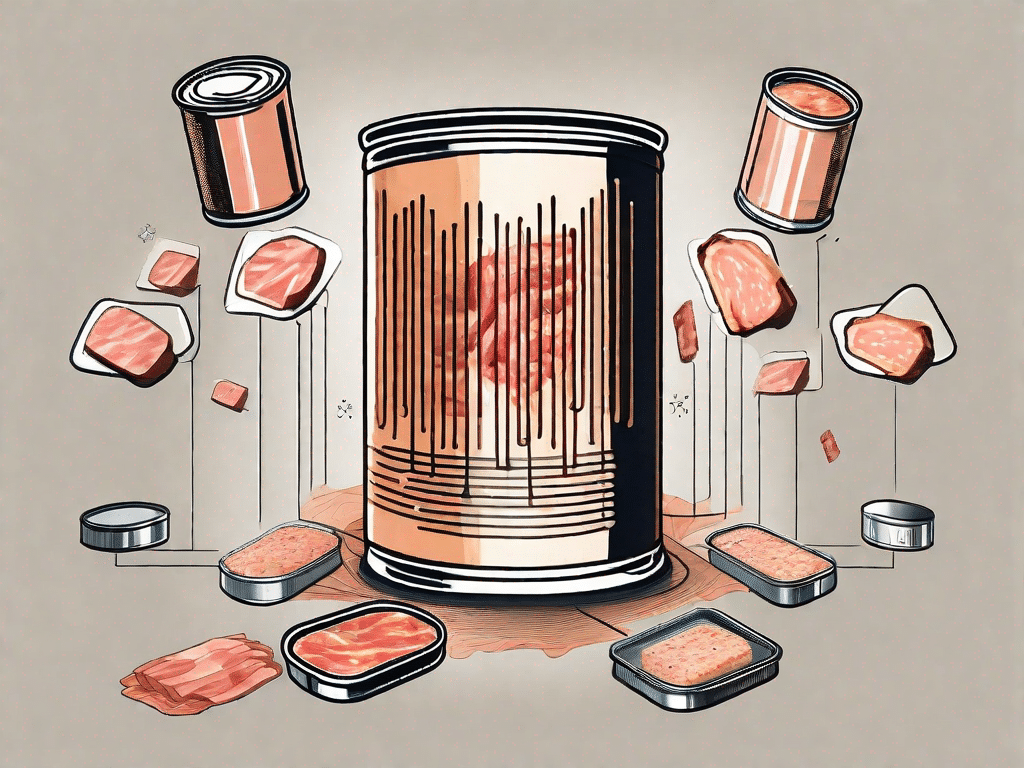 A vintage tin of canned meat gradually transforming into a modern computer