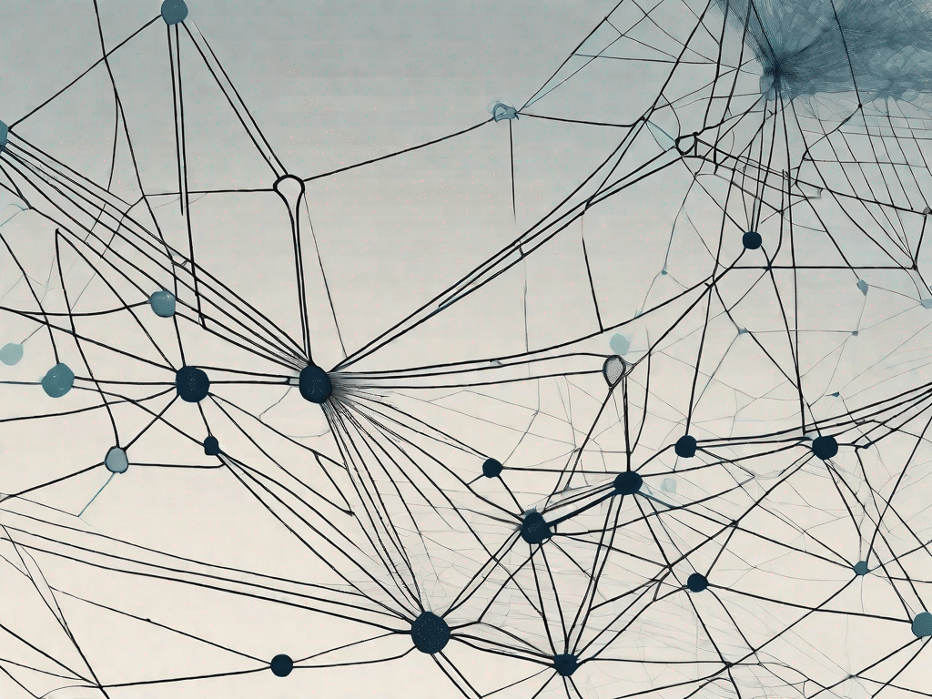 A complex web of interconnected nodes and lines