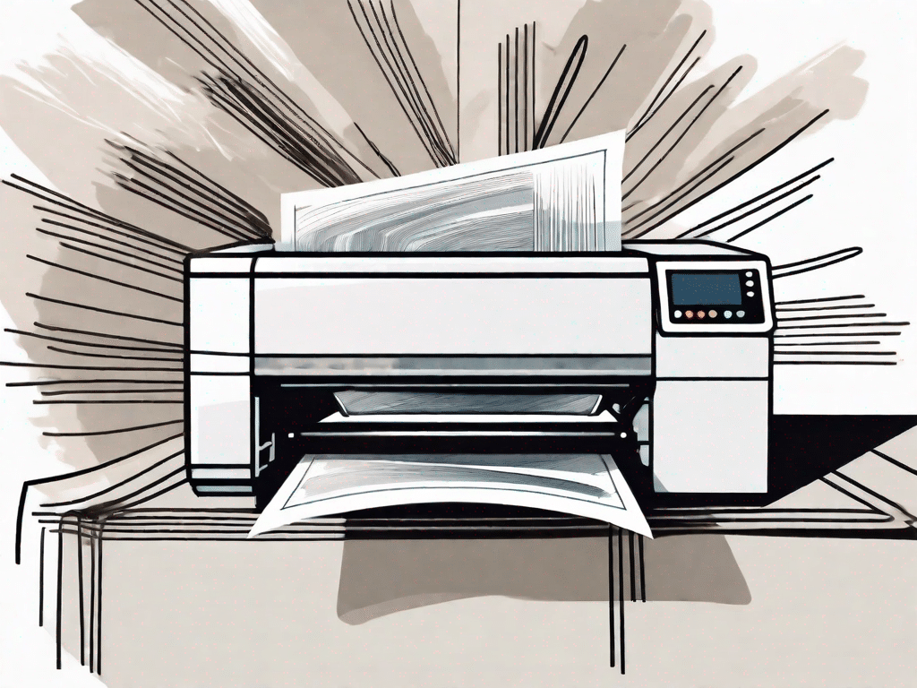 A printer in mid-action
